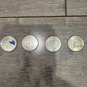 Coin collection of 25cents Canadian dollars.